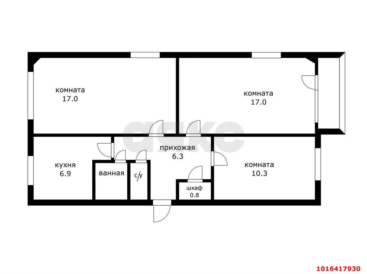 Фото №4: 3-комнатная квартира 63 м² - Краснодар, Прикубанский внутригородской округ, мкр. имени Н.И. Вавилова, ул. имени Калинина, 72