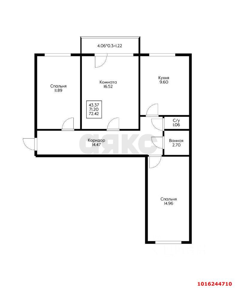 Фото №15: 3-комнатная квартира 72 м² - Краснодар, Западный внутригородской округ, мкр. Кожзавод, ул. имени Калинина