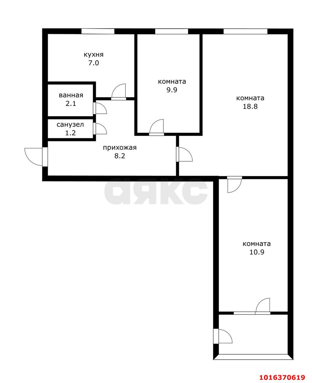 Фото №8: 3-комнатная квартира 58 м² - Краснодар, Карасунский внутригородской округ, Центральный внутригородской округ, мкр. Черёмушки, ул. Селезнёва, 126