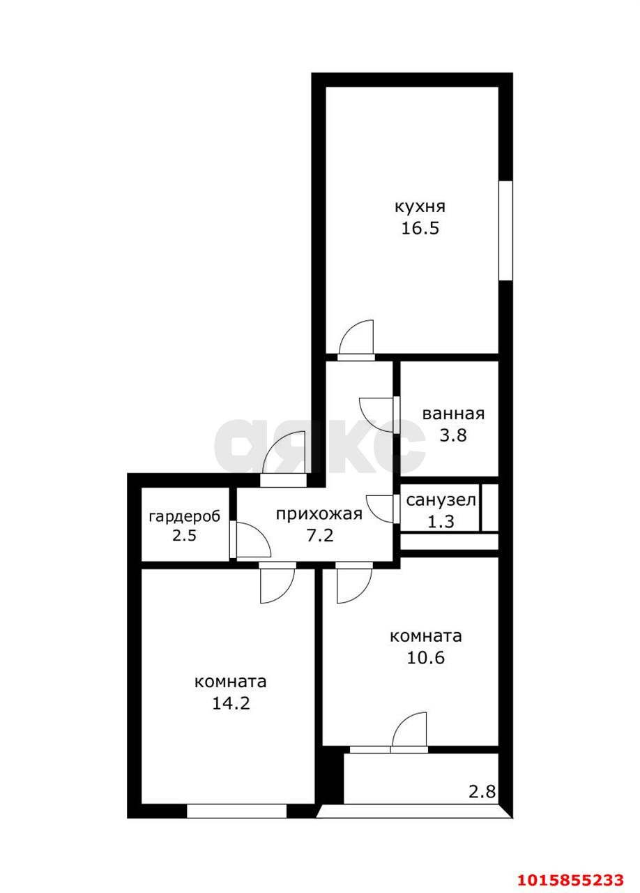 Фото №15: 2-комнатная квартира 58 м² - Краснодар, Прикубанский внутригородской округ, мкр. ЖК Красная Площадь, ул. Конгрессная, 21