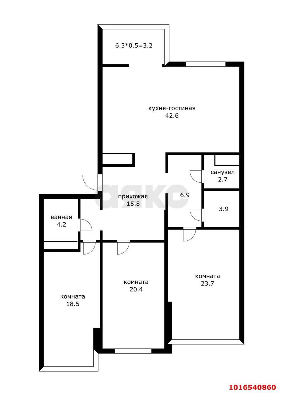 Фото №19: 4-комнатная квартира 131 м² - Краснодар, ЖК Тургенев, Западный внутригородской округ, Фестивальный, мкр. жилой комплекс Тургенев, ул. Дальняя, 8к1