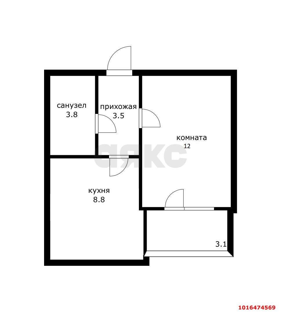Фото №6: 1-комнатная квартира 30 м² - Краснодар, ЖК Лучезарный, имени Петра Метальникова, жилой комплекс Лучезарный, Прикубанский внутригородской округ, Завод Радиоизмерительных Приборов, мкр. Музыкальный, ул. Московская, 154к1