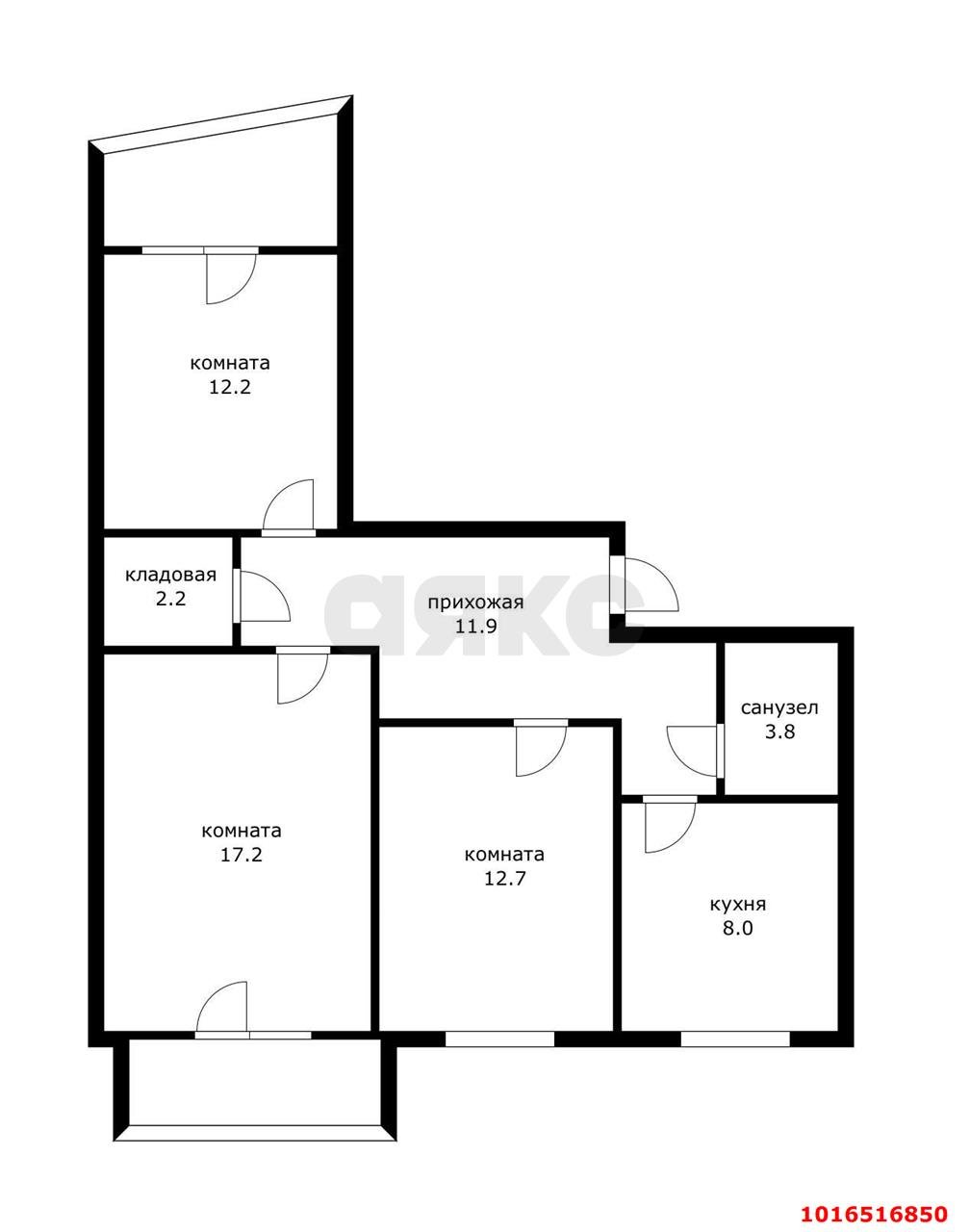 Фото №8: 3-комнатная квартира 75 м² - Краснодар, Западный внутригородской округ, мкр. Юбилейный, пр-кт Чекистов, 31