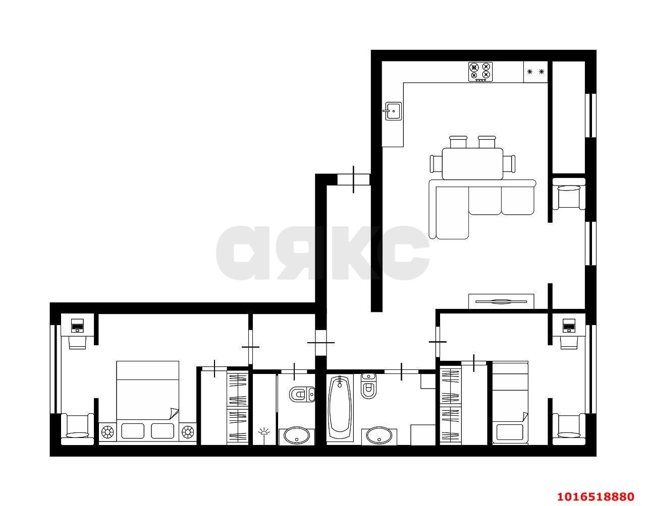 Фото №10: 2-комнатная квартира 68 м² - Новая Адыгея, мкр. жилой комплекс Мята, ул. Бжегокайская, 25/1к15