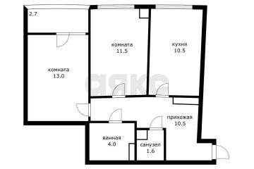 Фото №1: 2-комнатная квартира 51 м² - Краснодар, мкр. ЖК Фонтаны, ул. Старокубанская, 2/23к2