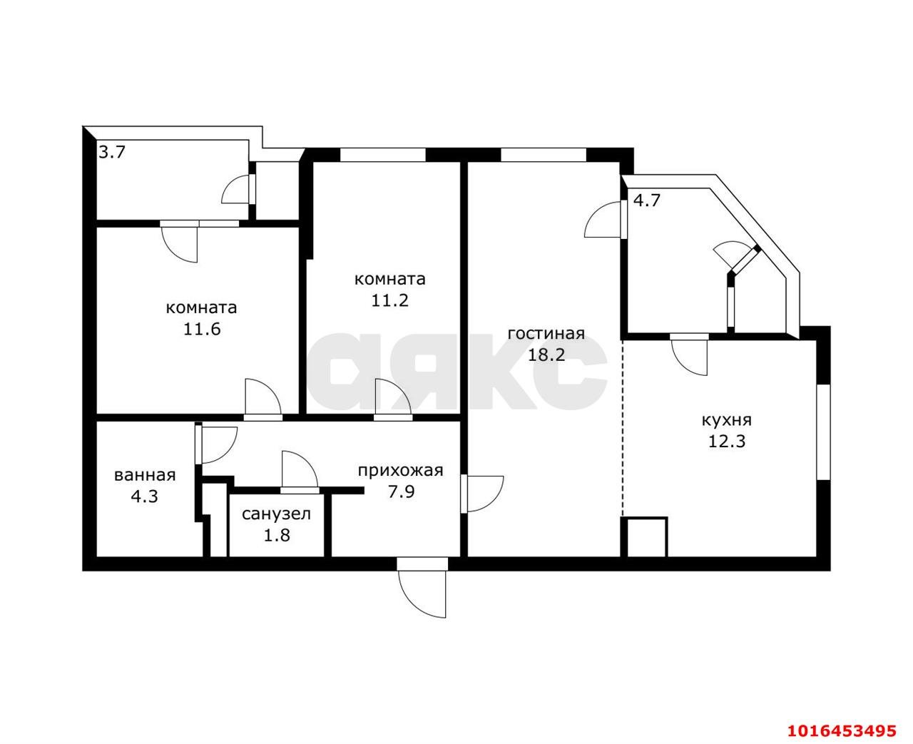 Фото №20: 3-комнатная квартира 67 м² - Краснодар, Прикубанский внутригородской округ, мкр. 2-я Площадка, ул. Ветеранов, 85к3