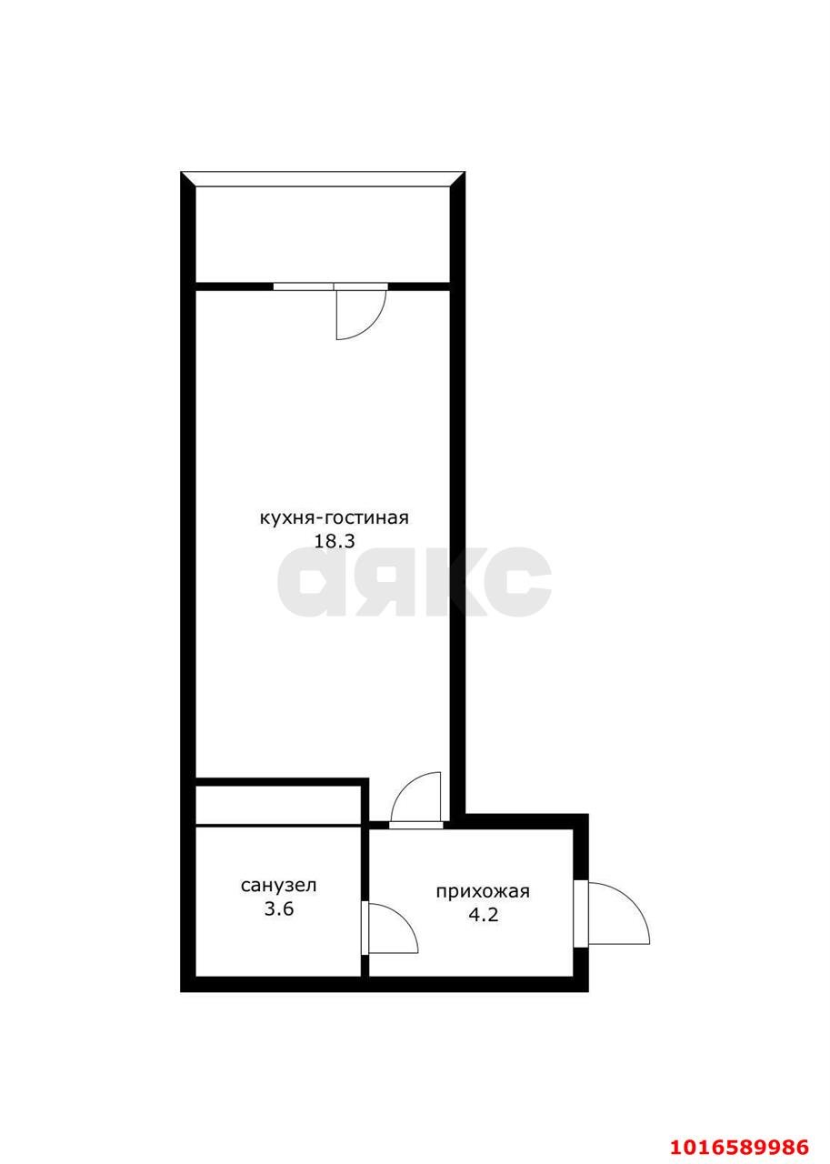 Фото №10: Студия 26 м² - Краснодар, ЖК Абрикосово, Прикубанский внутригородской округ, мкр. жилой комплекс Абрикосово, ул. имени Героя Георгия Бочарникова, 4к1