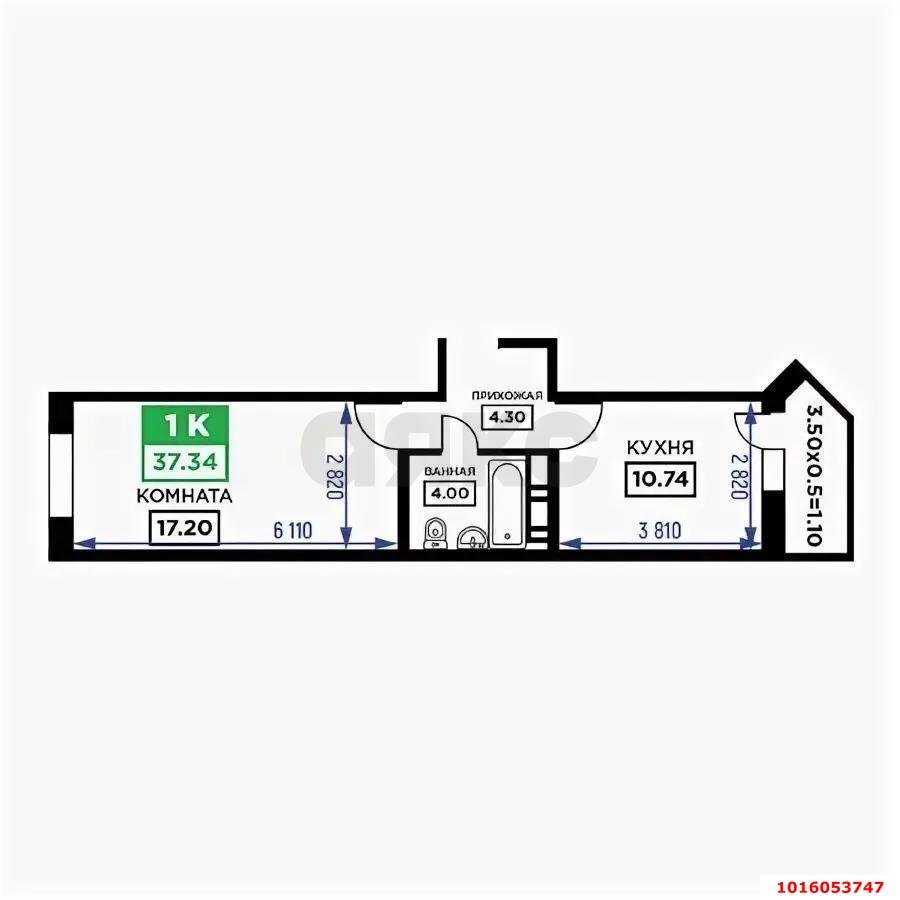 Фото №7: 1-комнатная квартира 38 м² - Краснодар, Прикубанский внутригородской округ, мкр. Молодёжный