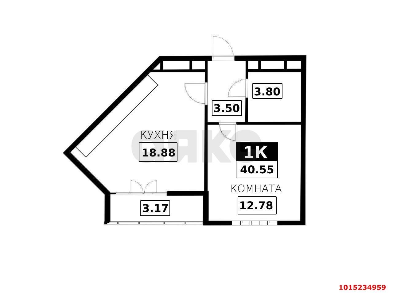 Фото №5: 1-комнатная квартира 41 м² - Краснодар, Прикубанский внутригородской округ, Круглик, жилой комплекс Сердце, мкр. Школьный, ул. Школьная, 1