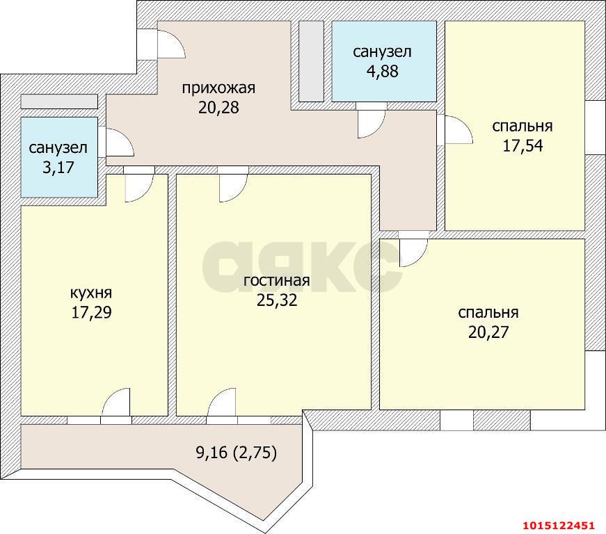 Фото №13: 3-комнатная квартира 114 м² - Краснодар, ЖК Седьмой Континент, Отделение № 1 совхоза Солнечный, Прикубанский внутригородской округ, Фестивальный, мкр. жилой комплекс Седьмой Континент, ул. Совхозная, 1к5