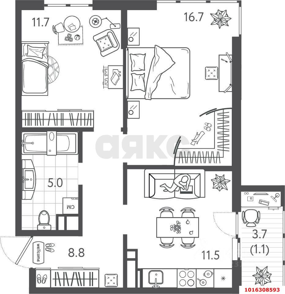 Фото №20: 2-комнатная квартира 52 м² - Краснодар, ЖК Все Свои Вип, Центральный внутригородской округ, Табачная Фабрика, мкр. жилой комплекс Все Свои, ул. Колхозная, 5/2