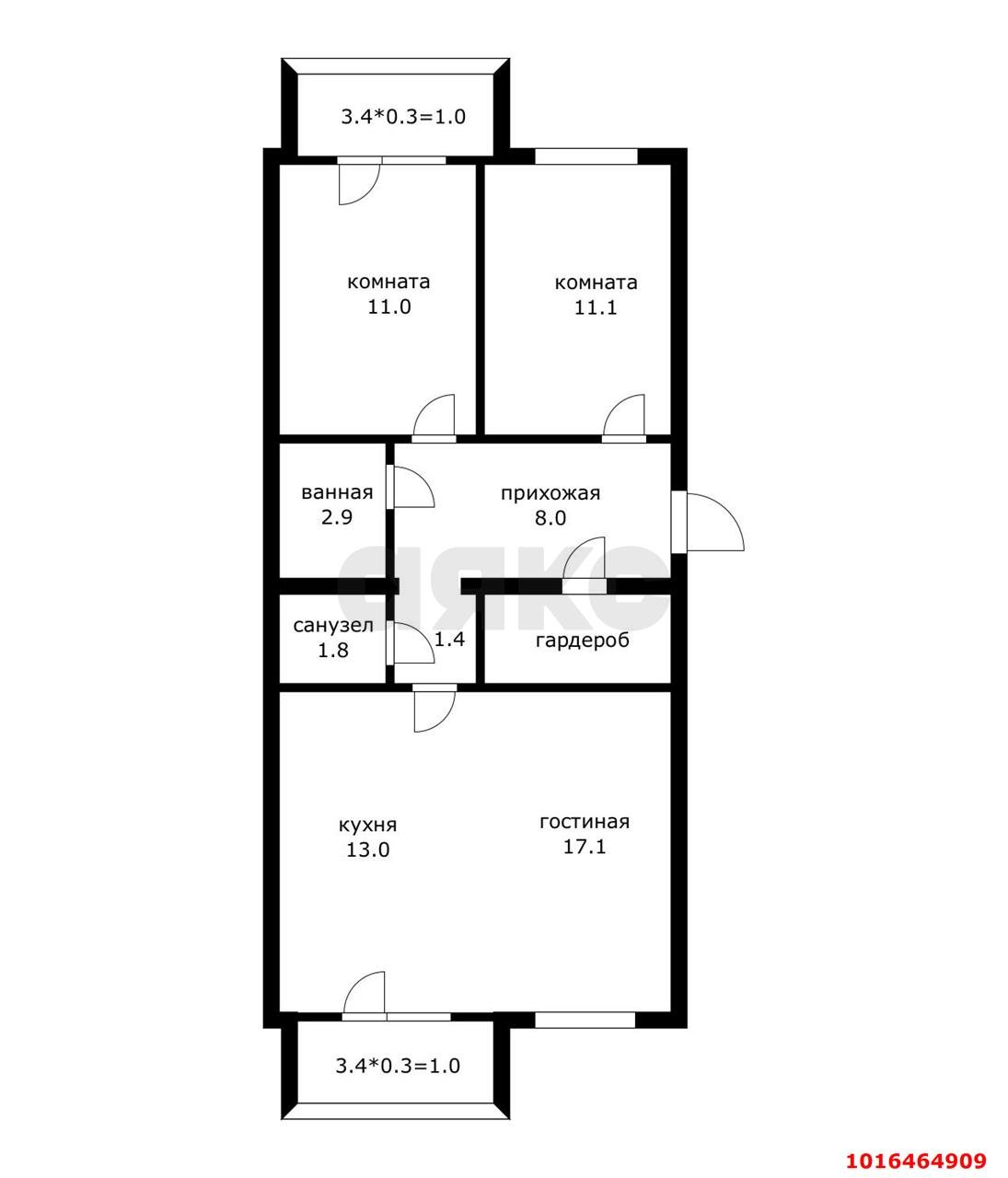 Фото №15: 3-комнатная квартира 72 м² - Новая Адыгея, мкр. жилой комплекс Дарград, ул. Тургеневское шоссе, 33/3к15