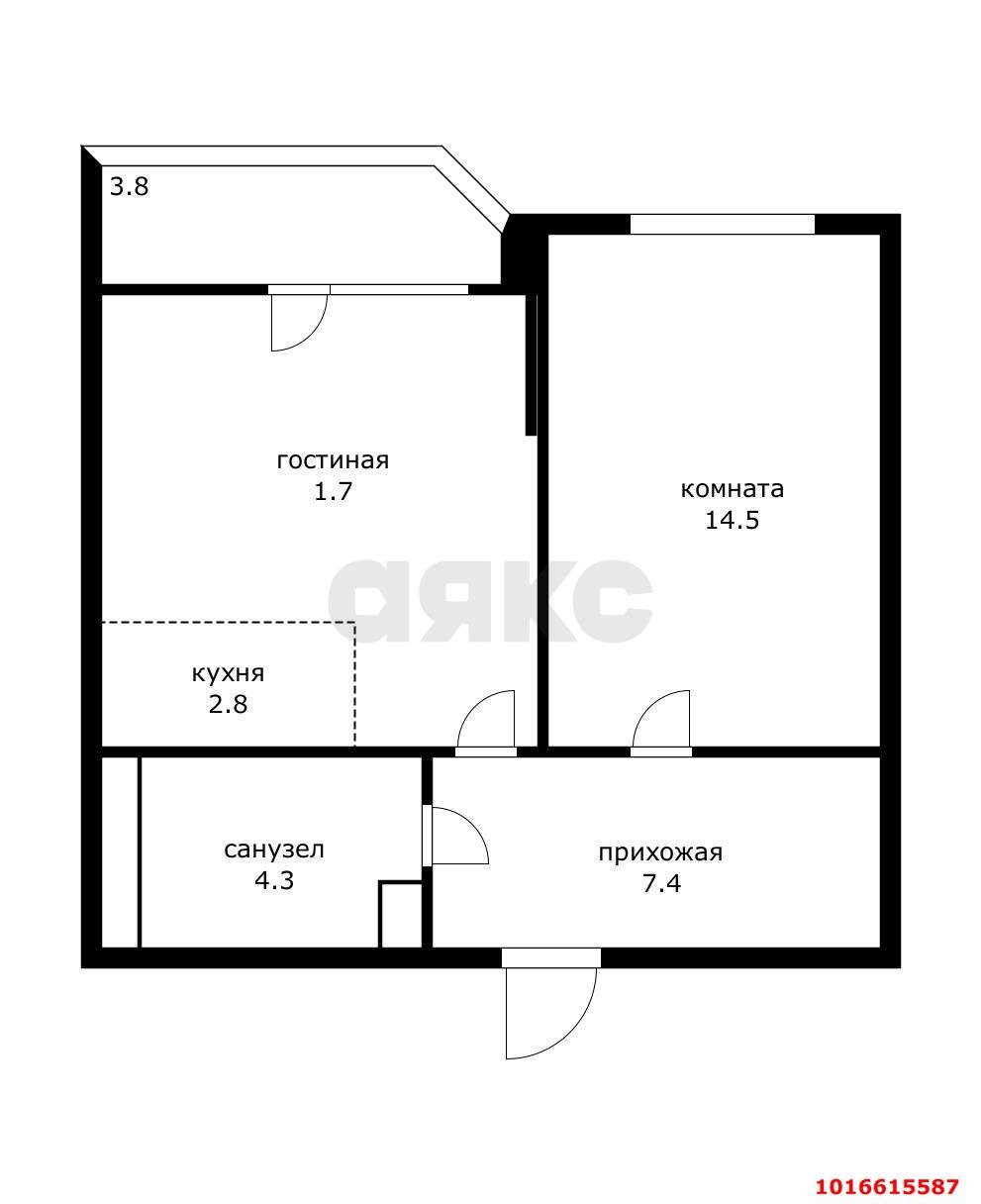 Фото №16: 1-комнатная квартира 47 м² - Краснодар, Карасунский внутригородской округ, Гидростроителей, мкр. Почтовый, ул. имени Валерия Гассия, 3