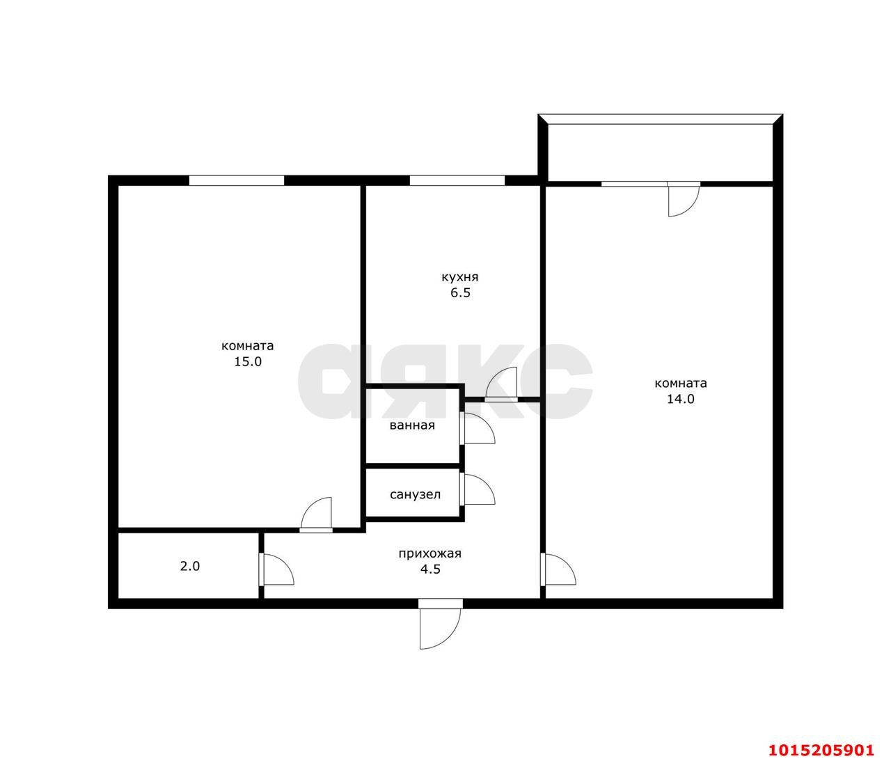Фото №2: 2-комнатная квартира 43 м² - Краснодар, Прикубанский внутригородской округ, мкр. Фестивальный, ул. имени Тургенева, 153