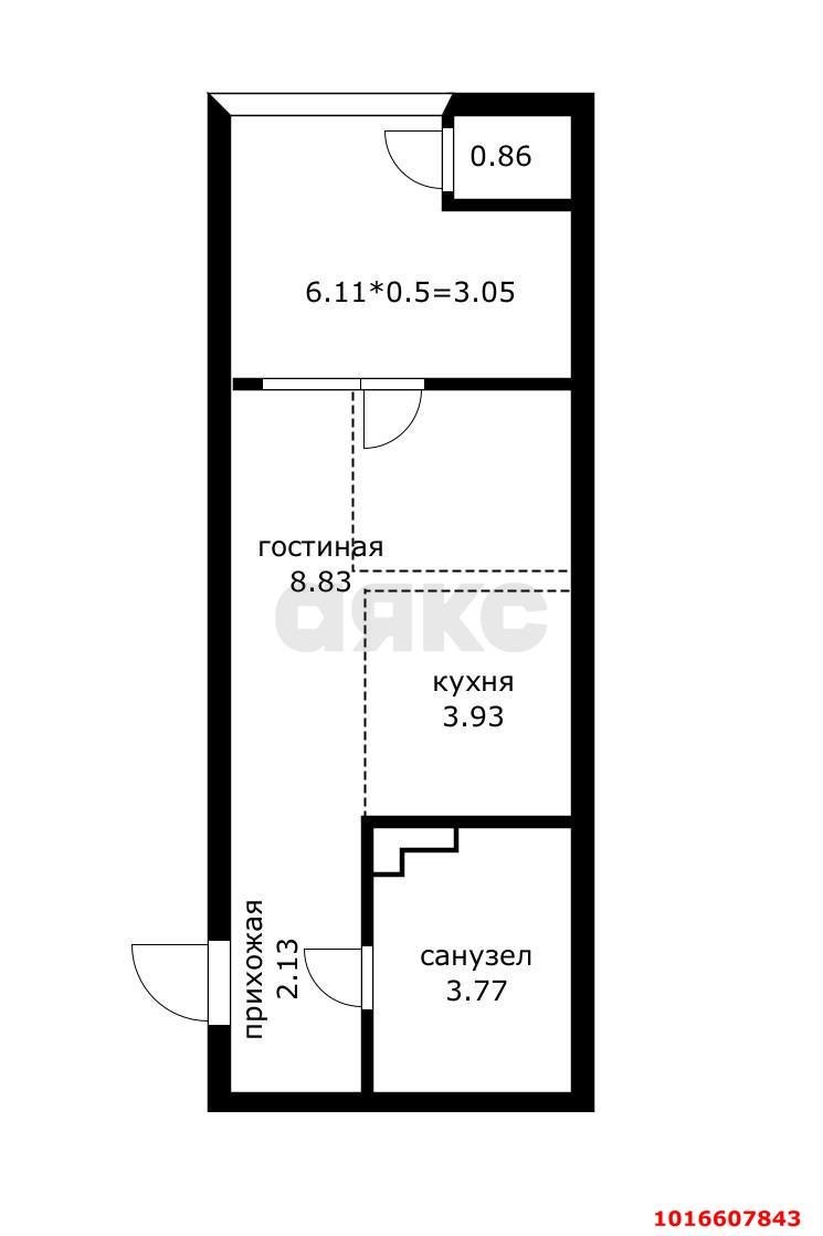 Фото №15: Студия 22 м² - Краснодар, Прикубанский внутригородской округ, мкр. Образцово, ул. Адмирала Макарова, 5к1