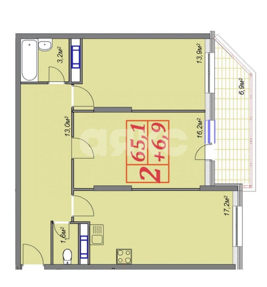 Фото №16: 3-комнатная квартира 72 м² - Анапа, 3Б, мкр. 3Б, ул. Владимирская, 150