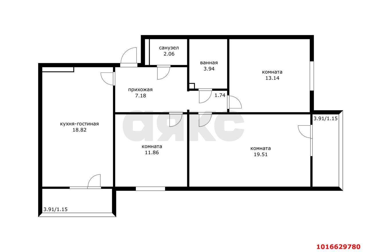 Фото №13: 3-комнатная квартира 88 м² - Краснодар, Прикубанский внутригородской округ, Молодёжный, мкр. жилой комплекс Дуэт, ул. Душистая, 79к2