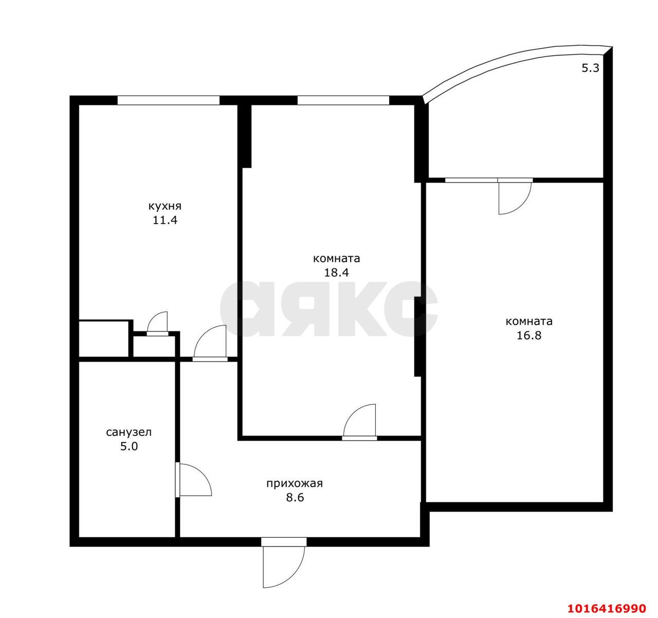 Фото №13: 2-комнатная квартира 65 м² - Краснодар, Прикубанский внутригородской округ, Завод Радиоизмерительных Приборов, жилой комплекс Времена Года 3, мкр. имени Петра Метальникова, ул. Цезаря Куникова, 24к3