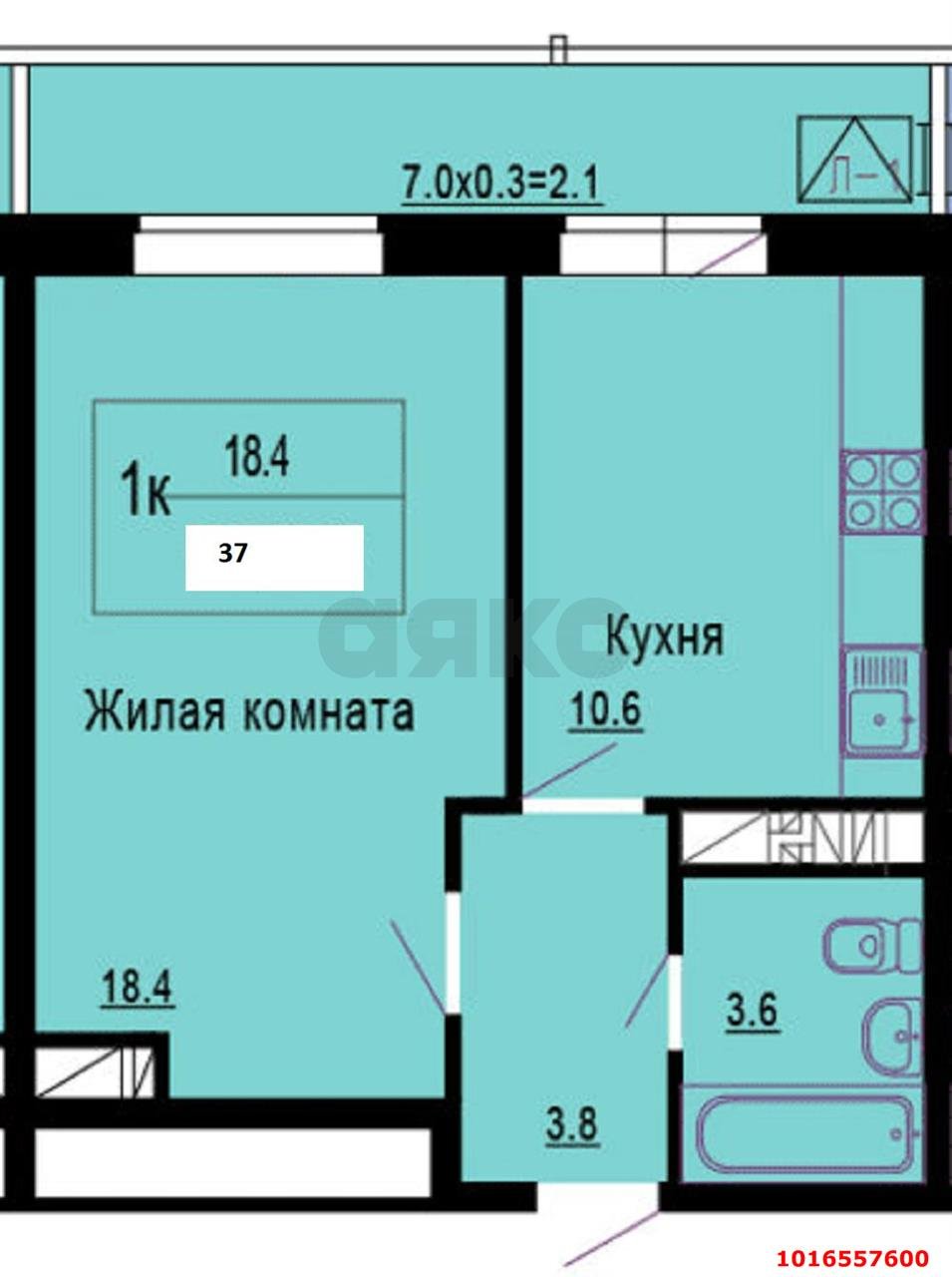 Фото №12: 1-комнатная квартира 44 м² - Краснодар, Карасунский внутригородской округ, ж/м Пашковский, ул. Бородинская, 150