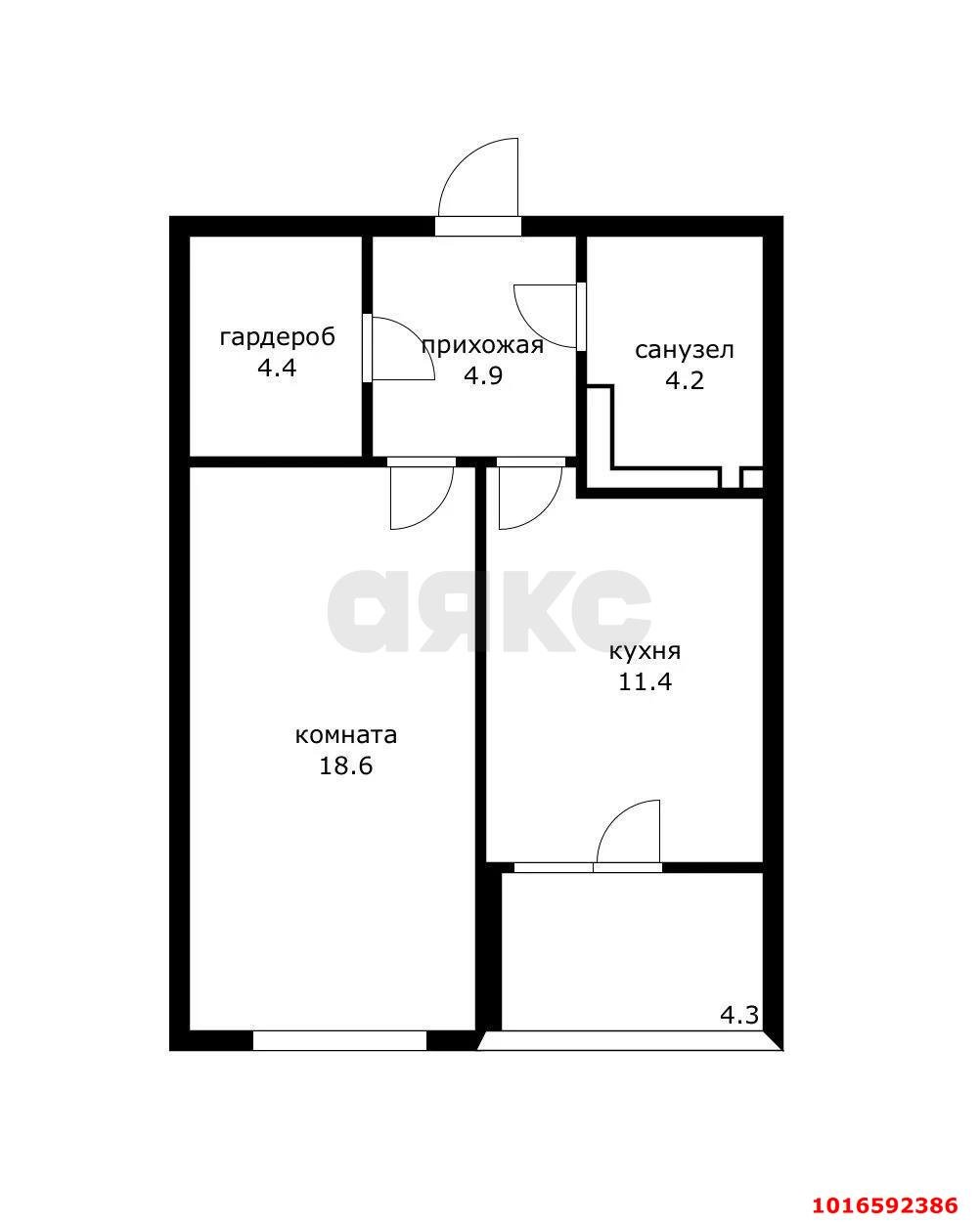 Фото №12: 1-комнатная квартира 48 м² - Краснодар, Прикубанский внутригородской округ, мкр. Губернский, ул. имени Героя Георгия Бочарникова, 12