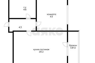 Фото №2: 1-комнатная квартира 43 м² - Краснодар, мкр. имени Петра Метальникова, ул. Тополиная, 48