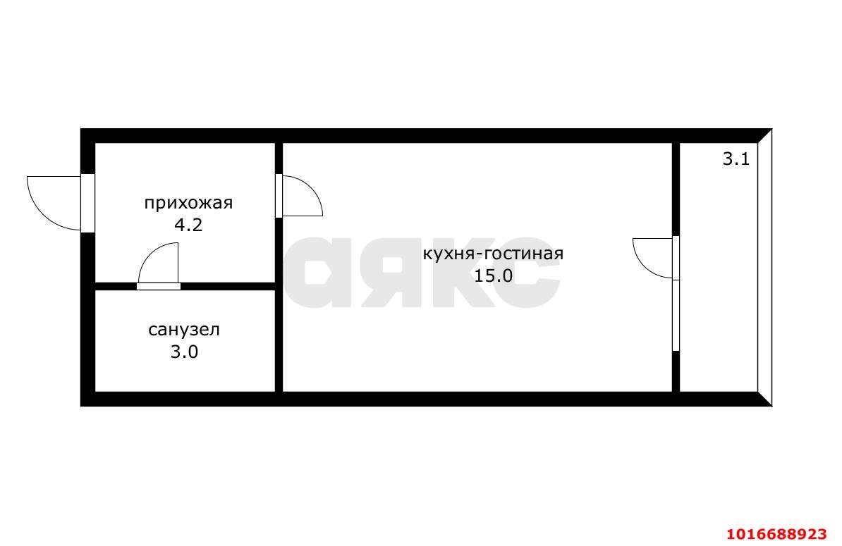 Фото №7: Студия 21 м² - Российский, мкр. Прикубанский внутригородской округ, ул. Куликова Поля, 33