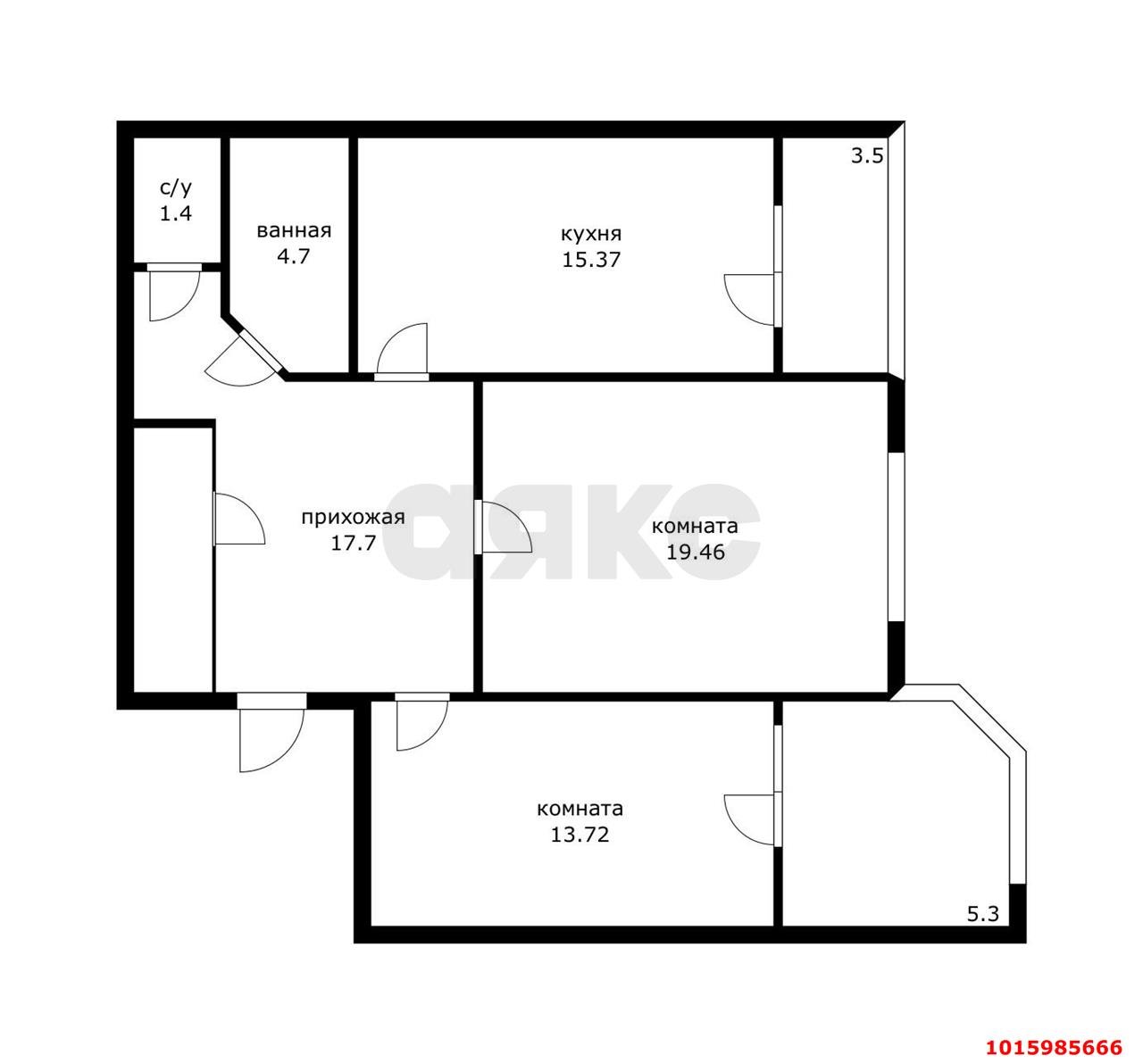 Фото №3: 2-комнатная квартира 76 м² - Краснодар, Западный внутригородской округ, мкр. Юбилейный, ул. Думенко, 21/1