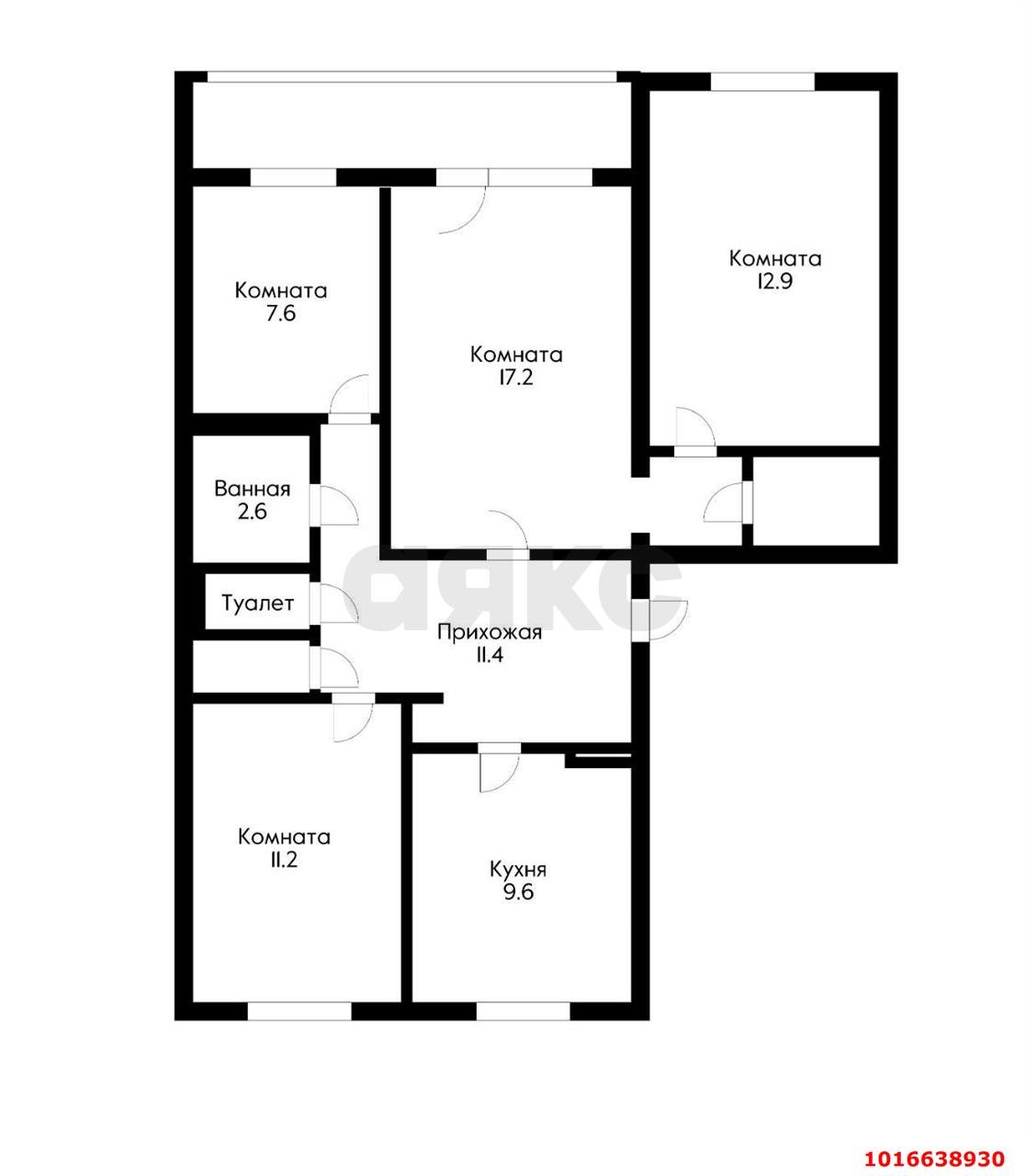 Фото №15: 4-комнатная квартира 86 м² - Краснодар, Прикубанский внутригородской округ, Калинино, мкр. Завод Радиоизмерительных Приборов, ул. Тепличная, 62
