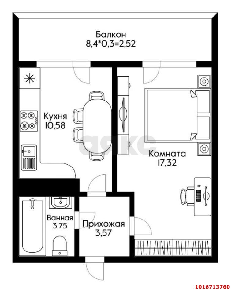 Фото №13: 1-комнатная квартира 44 м² - Краснодар, Прикубанский внутригородской округ, мкр. жилой комплекс Красная площадь, ул. Кореновская, 57к1
