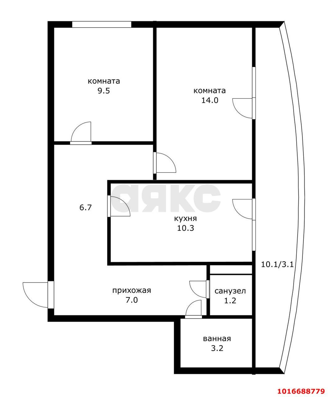 Фото №3: 1-комнатная квартира 52 м² - Краснодар, Центральный внутригородской округ, мкр. Черёмушки, ул. Обрывная