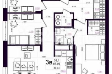 Фото №1: 3-комнатная квартира 89 м² - Тула, мкр. ЖК Современник, ул. Оборонная, 102В