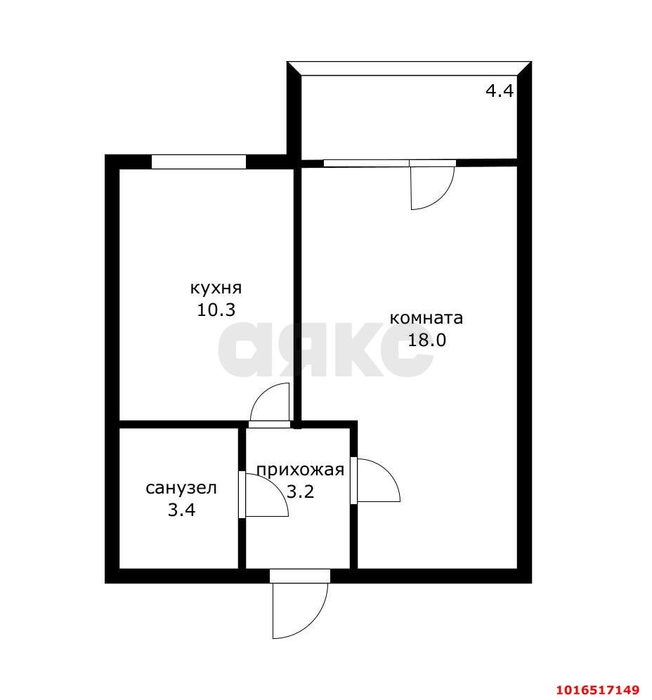 Фото №6: 1-комнатная квартира 34 м² - Краснодар, Прикубанский внутригородской округ, Калинино, мкр. Завод Радиоизмерительных Приборов, ул. Корчагинцев, 10