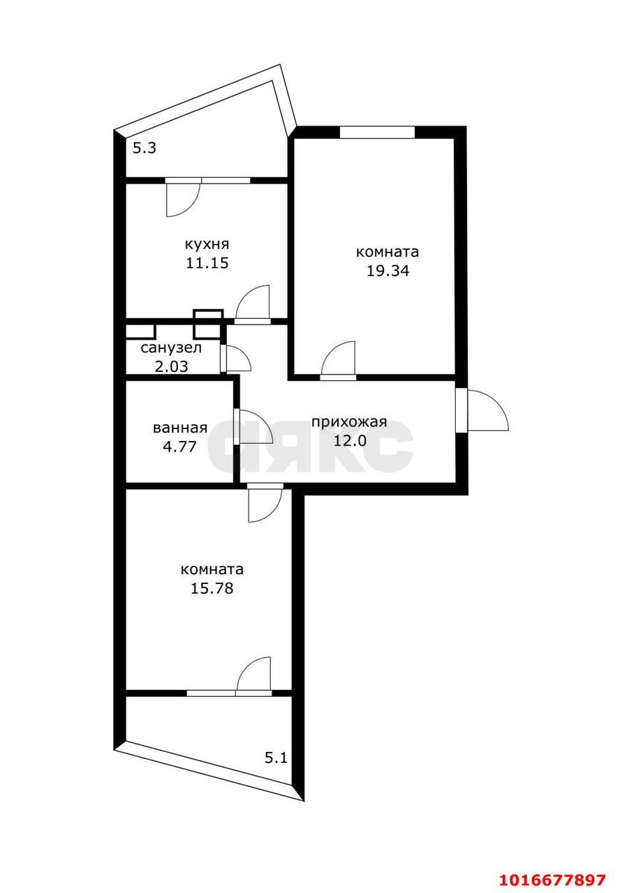 Фото №14: 2-комнатная квартира 74 м² - Краснодар, Прикубанский внутригородской округ, Завод Радиоизмерительных Приборов, Калинино, мкр. квартал Народный, пер. Ленинский, 20/1к9