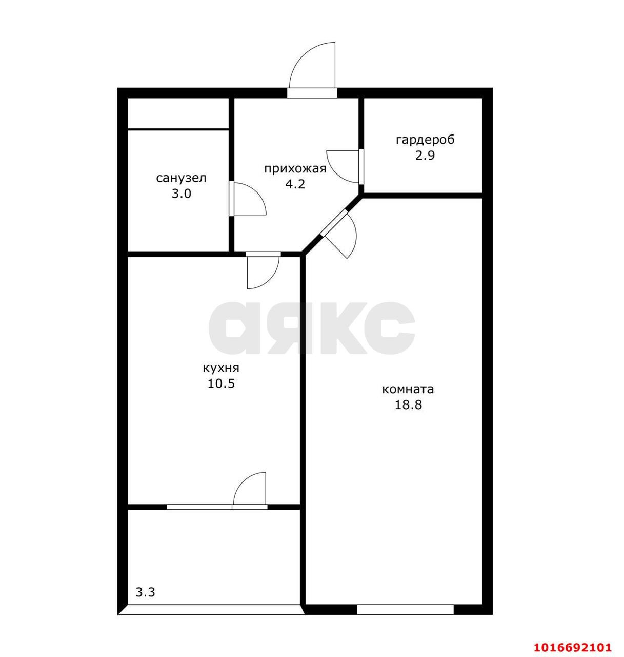 Фото №9: 1-комнатная квартира 42 м² - Краснодар, Центральный, мкр. Центральный внутригородской округ, ул. Железнодорожная, 23/1