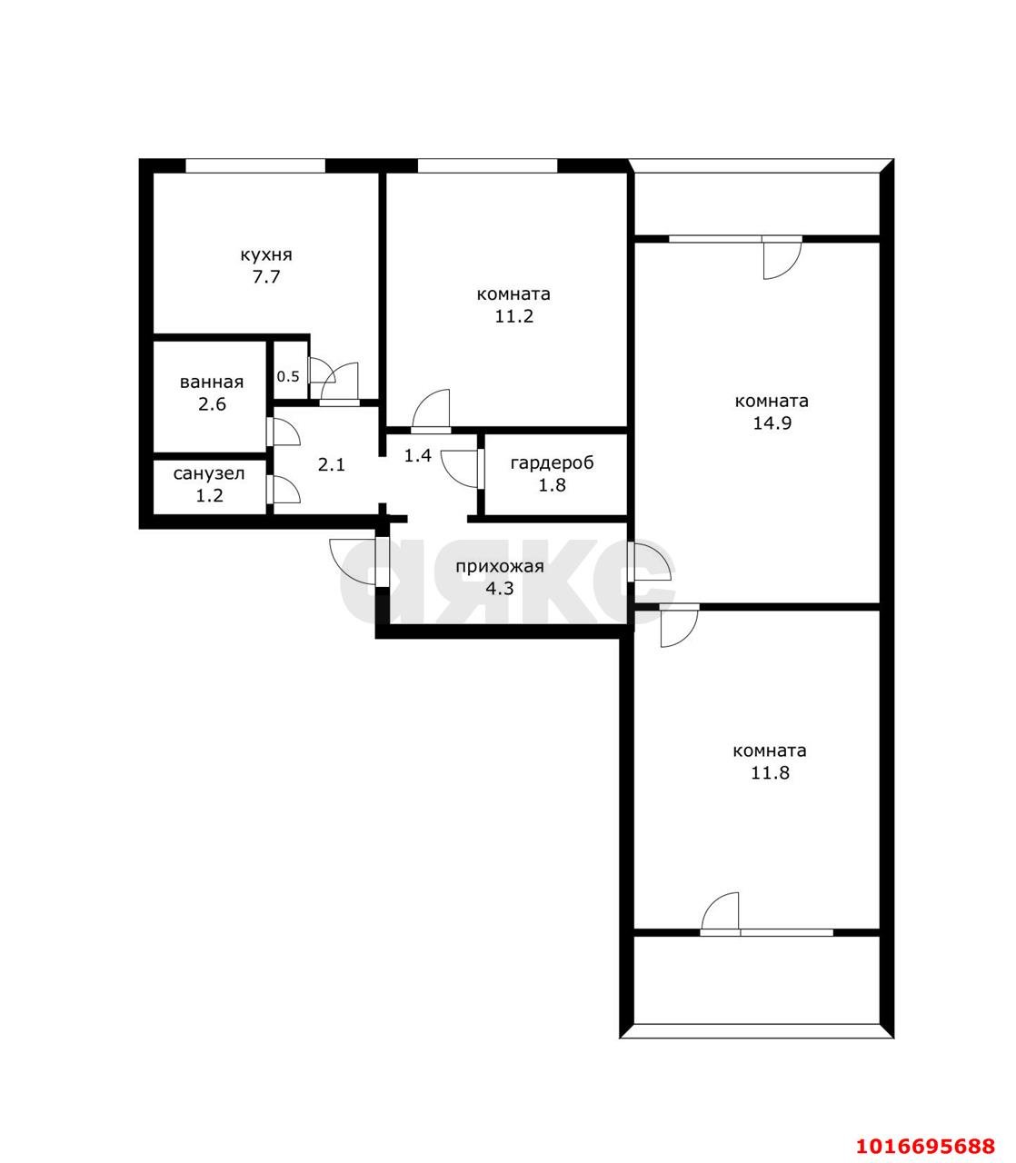 Фото №13: 3-комнатная квартира 65 м² - Краснодар, Прикубанский внутригородской округ, мкр. Фестивальный