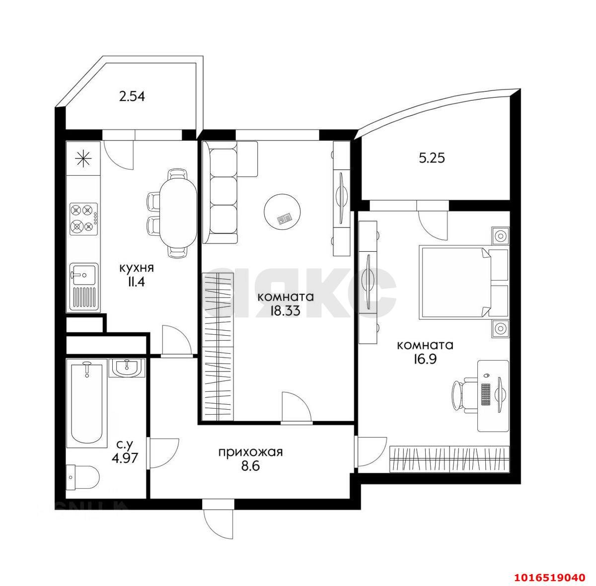 Фото №20: 2-комнатная квартира 65 м² - Краснодар, Прикубанский внутригородской округ, Россинского, мкр. жилой комплекс Россинский Парк, ул. Командорская, 15/1