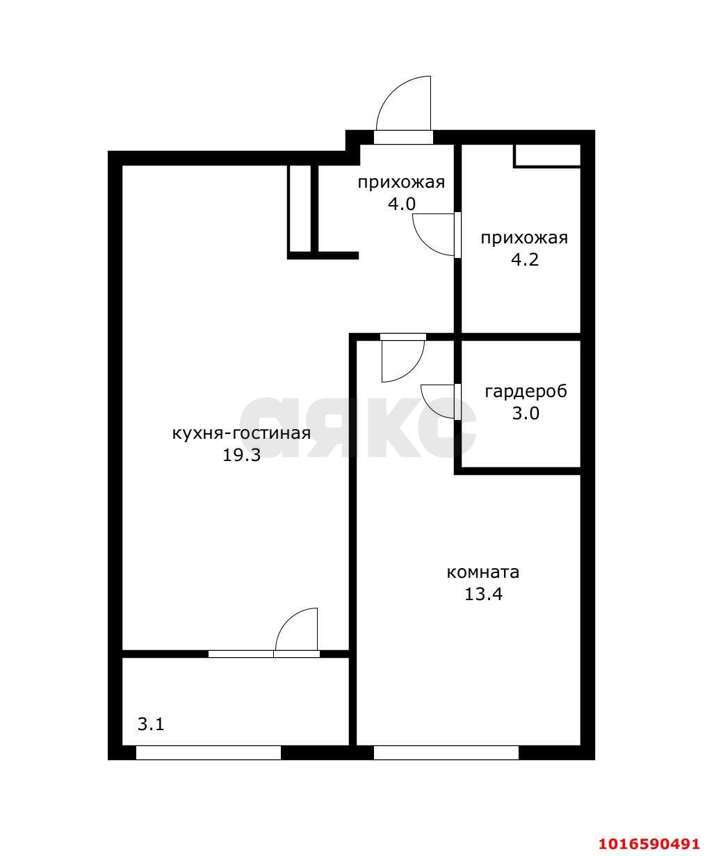 Фото №4: 1-комнатная квартира 47 м² - Краснодар, Прикубанский внутригородской округ, мкр. ЖК Эрмитаж, ул. им. Мурата Ахеджака, 26