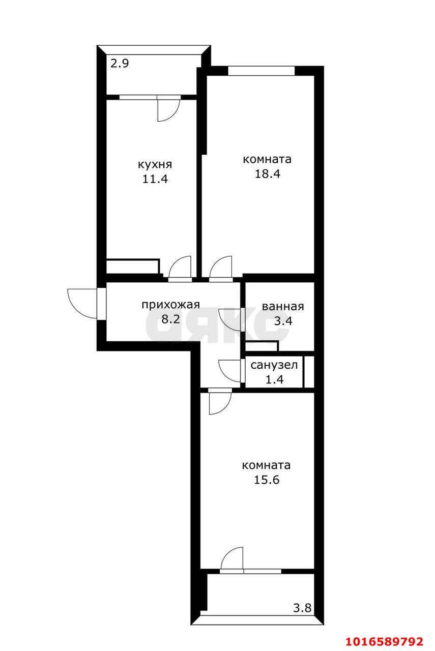 Фото №8: 2-комнатная квартира 58 м² - Краснодар, Прикубанский внутригородской округ, мкр. Завод Измерительных Приборов