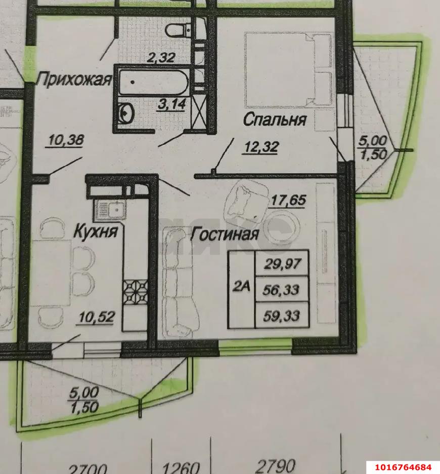 Фото №15: 2-комнатная квартира 65 м² - Краснодар, пр-д Репина, 3/1к3