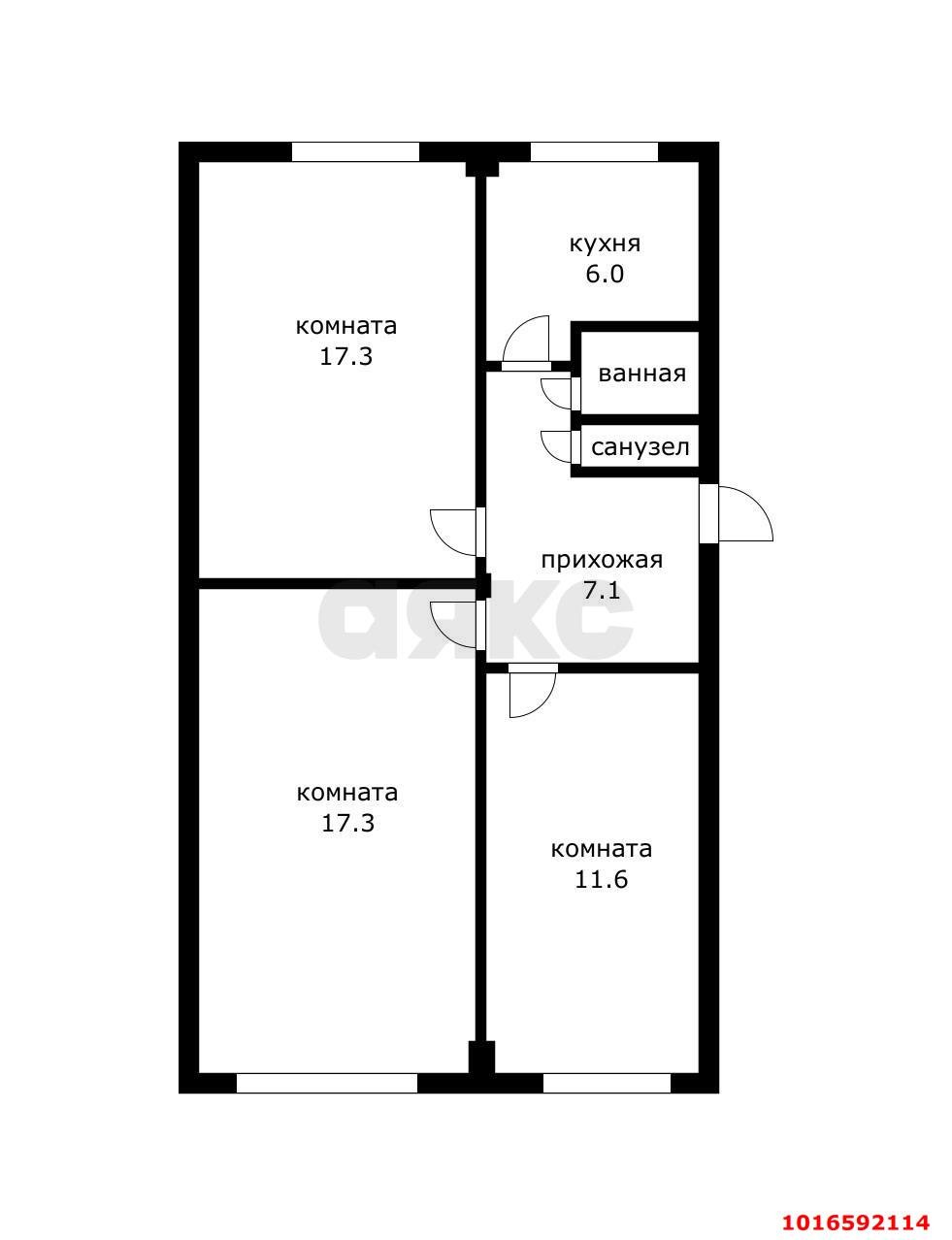 Фото №10: 3-комнатная квартира 62 м² - Краснодар, Карасунский внутригородской округ, мкр. Гидростроителей, ул. Гидростроителей, 12