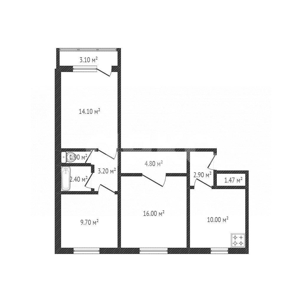 Фото №12: 3-комнатная квартира 66 м² - Луганск, р. Артёмовский, ул. Победоносная, 21