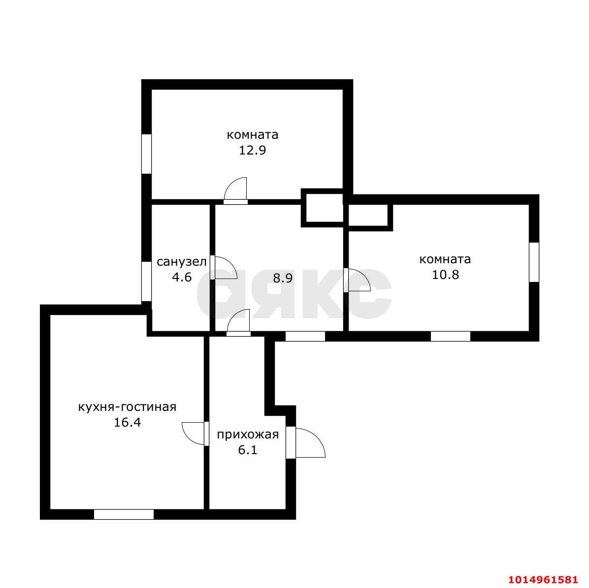 Фото №5: 3-комнатная квартира 59 м² - Краснодар, Центральный внутригородской округ, мкр. Центральный, ул. Чапаева, 109