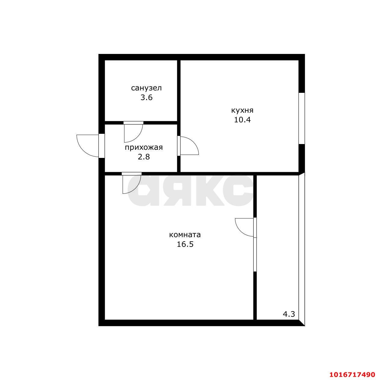 Фото №9: 1-комнатная квартира 37 м² - Южный, ул. Ягодная, 25
