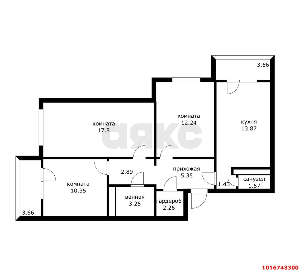 Фото №12: 3-комнатная квартира 78 м² - Краснодар, Прикубанский внутригородской округ, мкр. Московский, ул. имени Николая Семеновича Котлярова, 20
