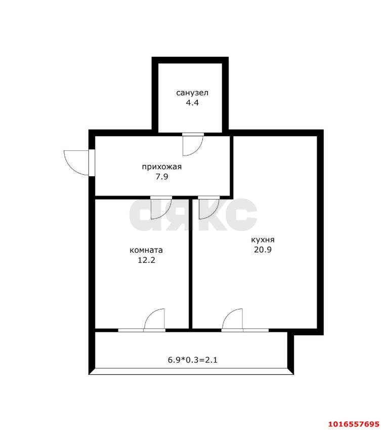Фото №6: 2-комнатная квартира 54 м² - Новая Адыгея, ЖК Виноград 2, мкр. жилой комплекс Виноград 2, ул. Бжегокайская, 25/1к10