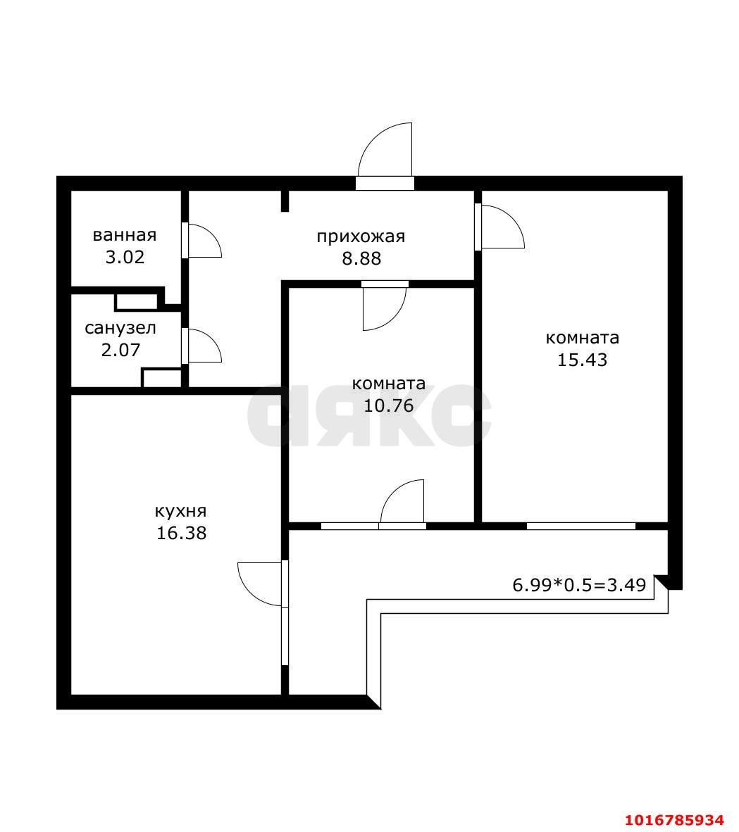 Фото №17: 2-комнатная квартира 63 м² - Краснодар, Карасунский внутригородской округ, Камвольно-суконный Комбинат, мкр. ЖК Урал, ул. Уральская, 87/7