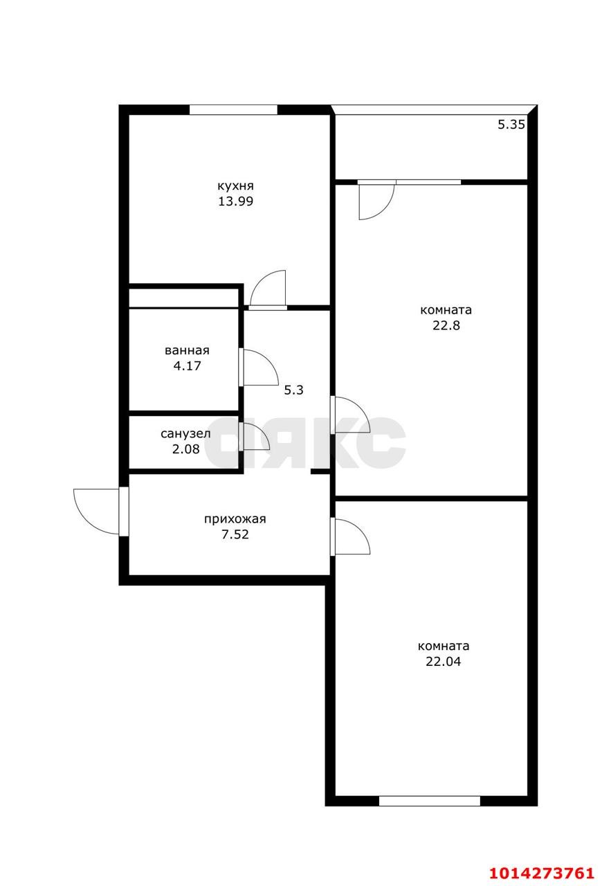 Фото №3: 2-комнатная квартира 80 м² - Краснодар, Центральный внутригородской округ, жилой комплекс Каскад, мкр. Центральный, ул. Леваневского, 187
