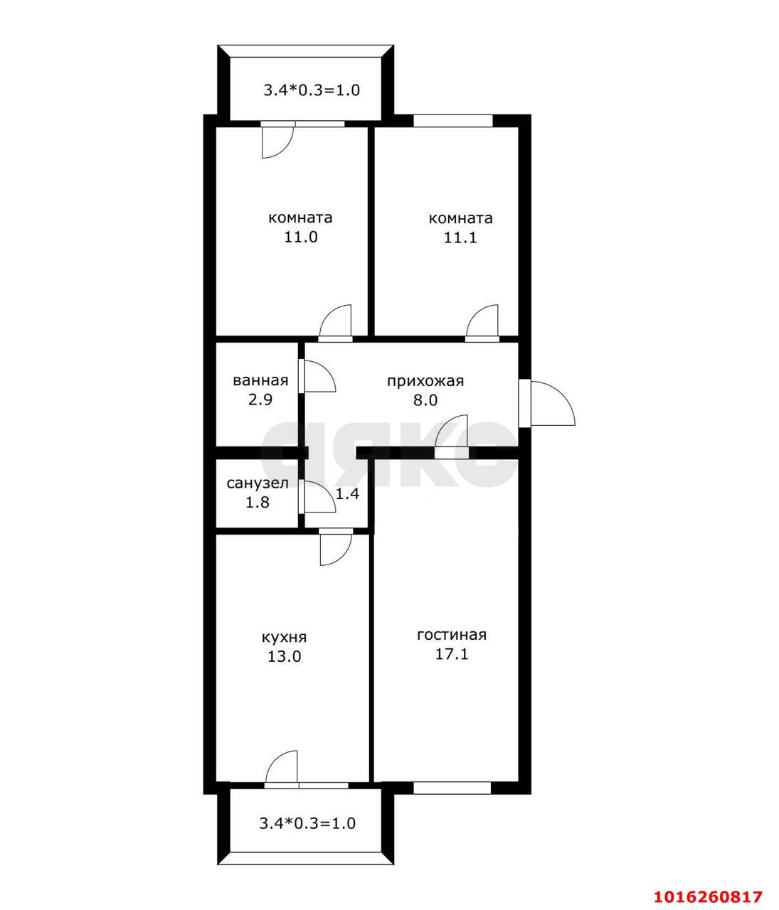 Фото №12: 3-комнатная квартира 66 м² - Новая Адыгея, мкр. жилой комплекс Дарград, ул. Тургеневское шоссе, 33/3к18