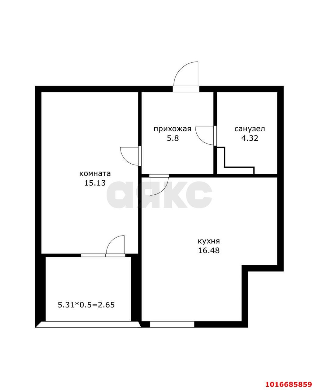 Фото №12: 1-комнатная квартира 46 м² - Краснодар, Прикубанский внутригородской округ, квартал Доброта, мкр. Любимово, 16