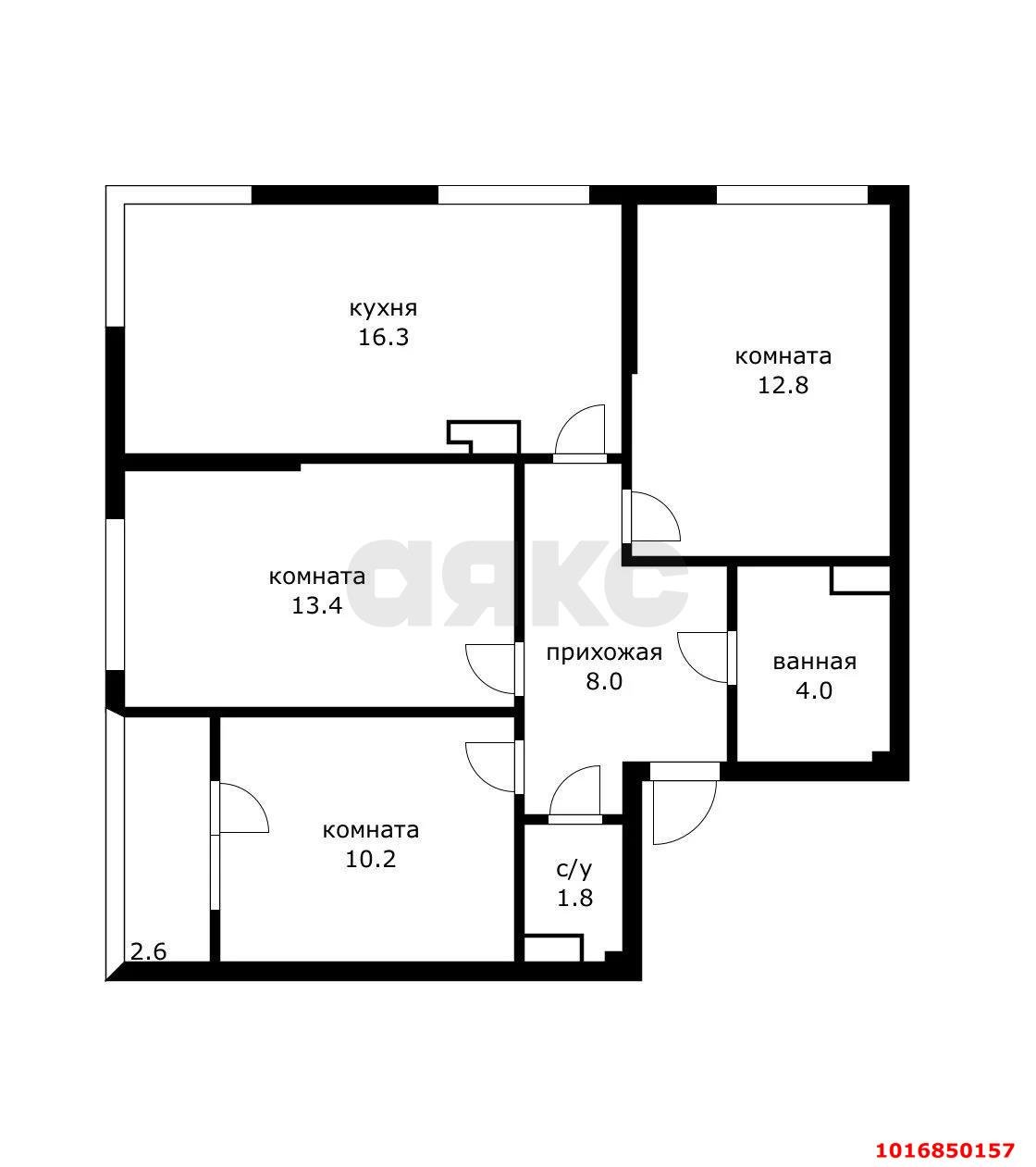 Фото №14: 3-комнатная квартира 70 м² - Краснодар, Прикубанский внутригородской округ, мкр. Догма Парк, ул. Марины Цветаевой, 1к1
